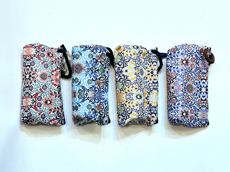 Parapluie de poche pliant mini trousse imperméable bleu / jaune imprimé arabesque Ezpeleta - Résistant & léger