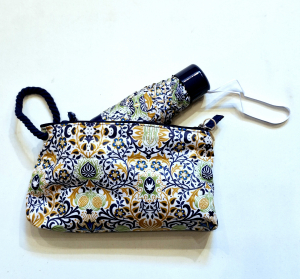 Parapluie de poche pliant mini trousse imperméable bleu / jaune imprimé arabesque Ezpeleta - Résistant & léger