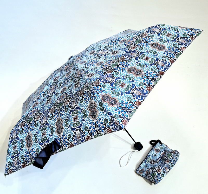 Parapluie Trousse imperméable bleu & marron imprimé arabesque - solide & léger