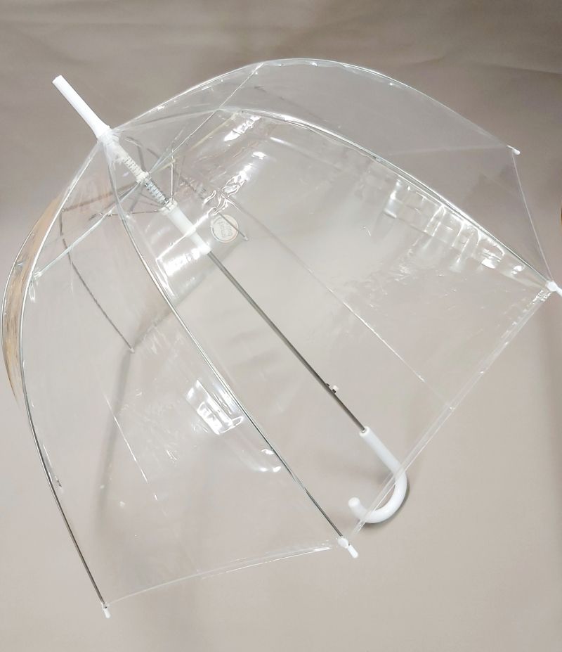 Parapluie cloche transparent neutre 8 branches cintré pgn blanche Smati, léger et solide