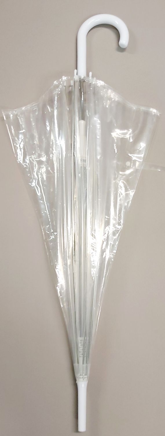 Parapluie cloche transparent neutre 8 branches cintré pgn blanche Smati, léger et solide