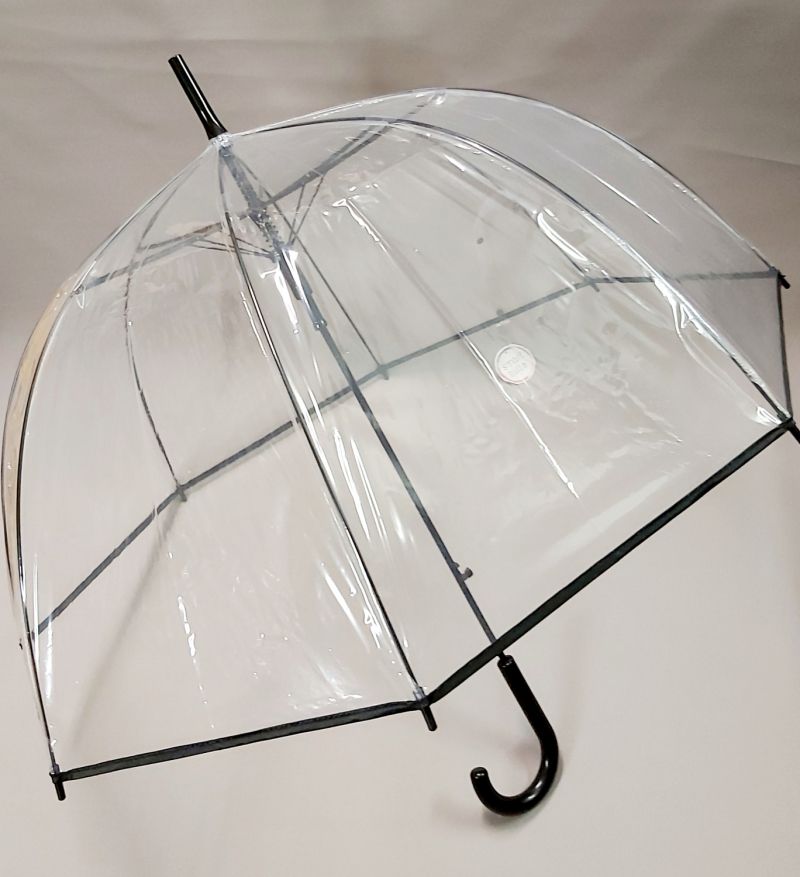Parapluie cloche transparent automatique gansé noir pgn noire Smati, léger et solide