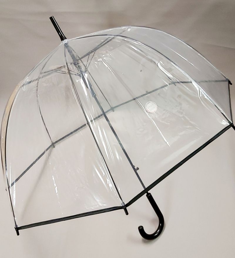 Parapluie cloche transparent automatique gansé noir pgn noire Smati, léger et solide