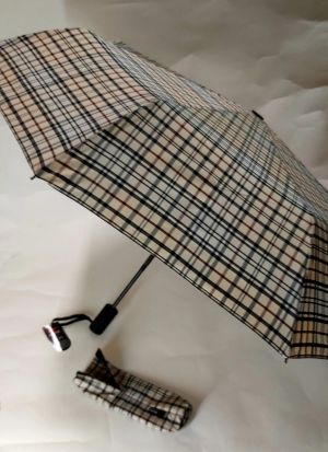 Mini parapluie pliant ivoire à motif écossais open close Neyrat Autun, léger et solide
