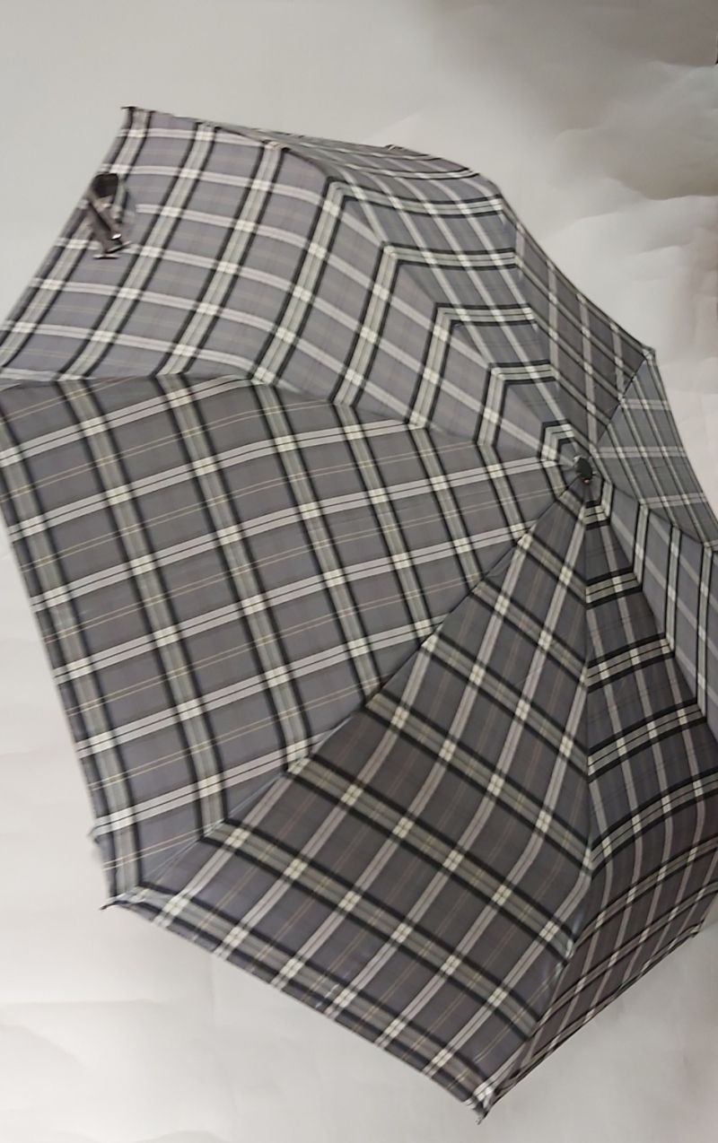 Mini parapluie pliant gris à motif écossais open close Neyrat Autun, français et solide