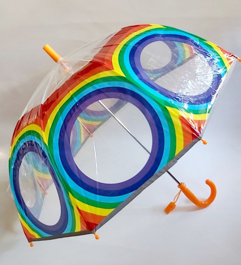 Parapluie enfant cloche transparent multicolore l'arc en ciel Smati, léger et solide