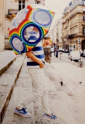 Parapluie enfant cloche transparent multicolore l'arc en ciel Smati, léger et solide