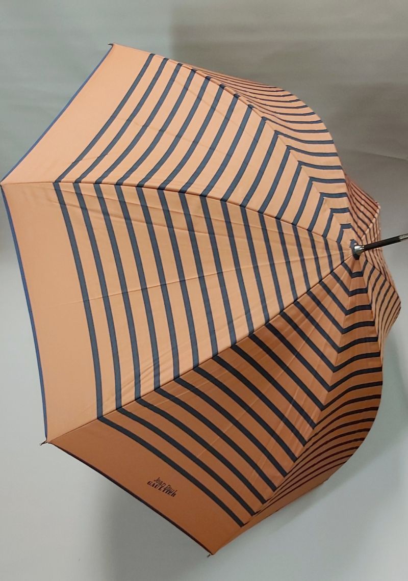 Parapluie femme Jean Paul Gaultier long automatique caramel et bleu