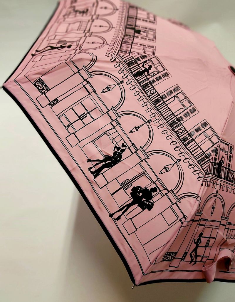Parapluie Chantal Thomass micro pliant open-close rose rue rivoli à Paris, léger et solide