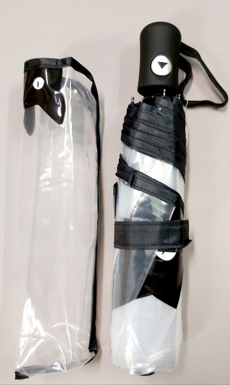  parapluie transparent avec sur le bord un chat noir mini pliant automatique Smati, léger et solide 