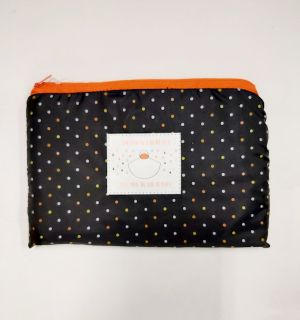 Poncho en noir à pois & nuage avec sa propre poche poitrine zippé orange - pratique & léger 