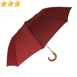 Parapluie Jean Paul Gaultier pliant bordeaux automatique poignée bois, résistant et français