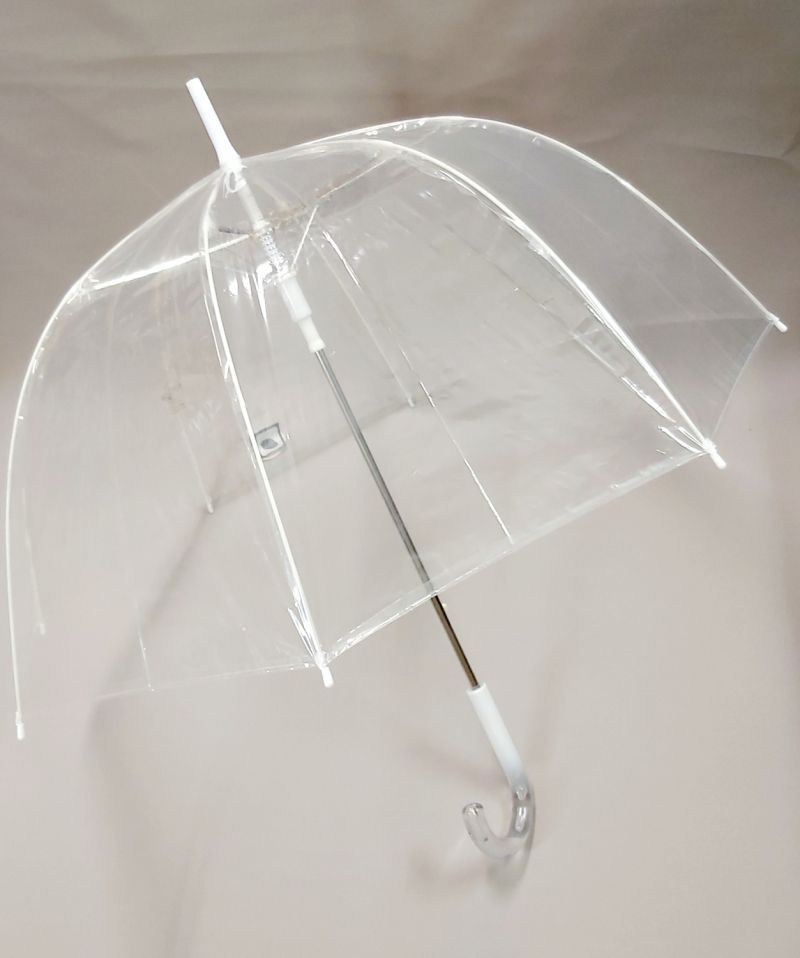 Parapluie cloche transparent neutre automatique poignée cristallisée Smart Bulle, léger et résistant