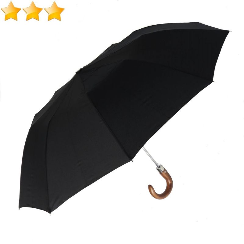 Parapluie Jean Paul Gaultier homme noir pliant automatique poignée bois français, chic et résistant