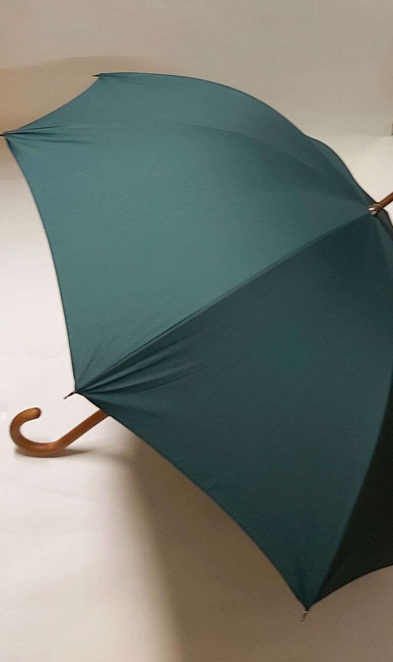 Parapluie Pliant Ecologique Parapluie de Voyage PERLETTI Green Parapluie Femme Ouverture Manuelle Poignée en Bois et Tissu Recyclé Résistant au Vent Durable Beige avec Feuilles 