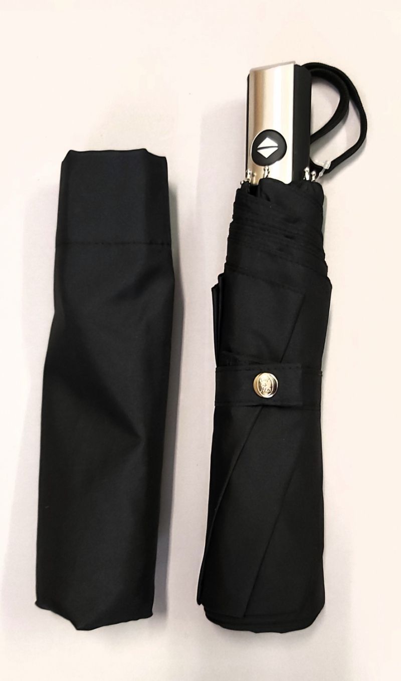 Parapluie français mini pliant automatique open close uni noir Vaux - Solide & robuste