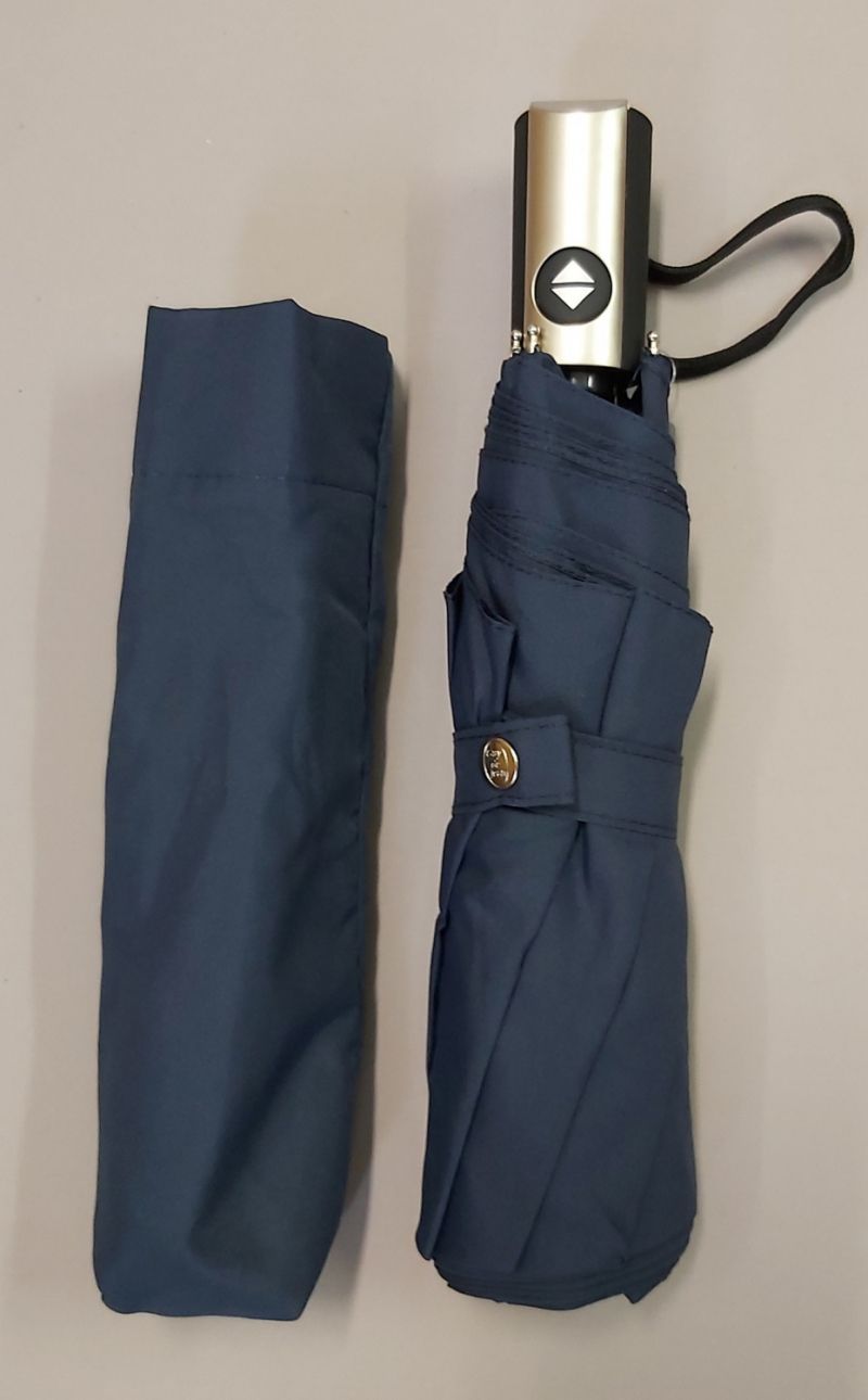Parapluie français mini pliant open close uni bleu marine Vaux - léger & résistant