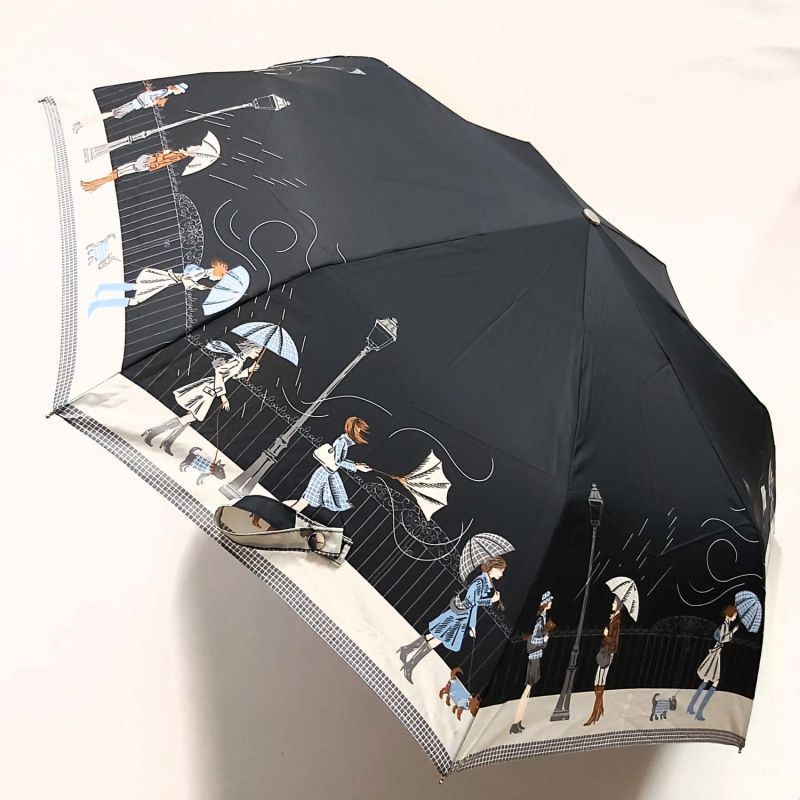 parapluie mini pliant noir open close à motif surla tempête français, léger et résistant