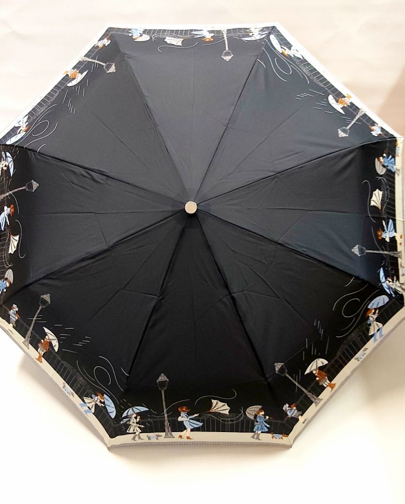 parapluie mini pliant noir open close à motif surla tempête français, léger et résistant