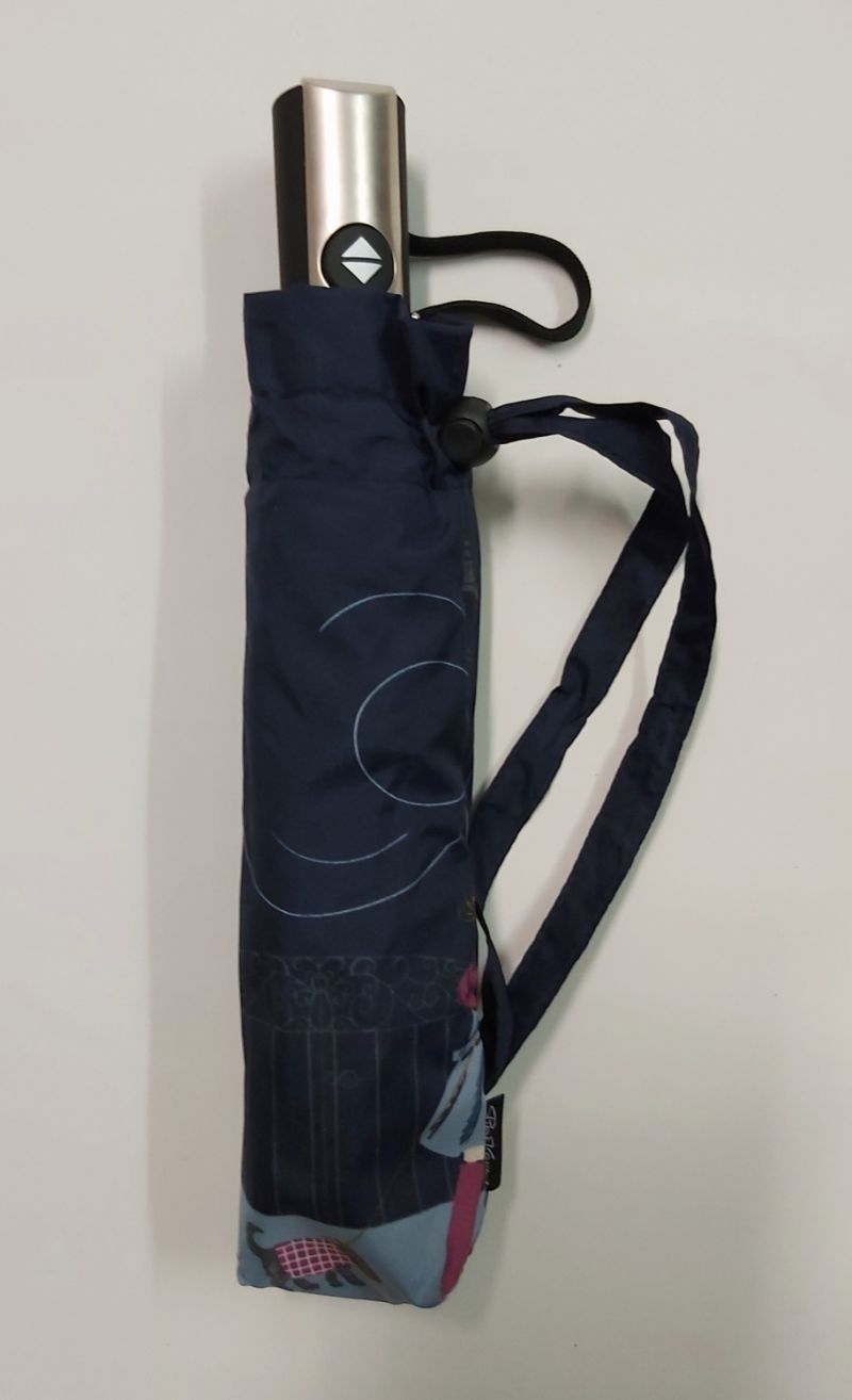 parapluie mini pliant bleu open close à motif sur la tempête, léger et résistant