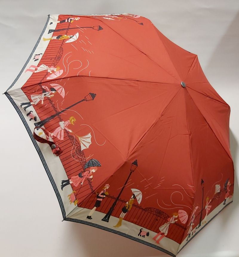parapluie mini pliant rouge open close à motif sur la tempête, léger et résistant