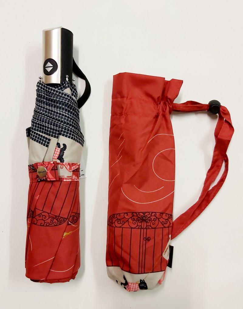 parapluie mini pliable rouge open close à motif sur la tempête - léger & solide