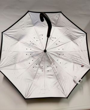 Parapluie inversé noir automatique pour homme ou femme doublé argent Daniel Hetcher, léger et solide