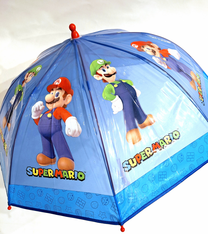 Parapluie enfant Super Mario bleu automatique  - 5 à 10ans léger et solide