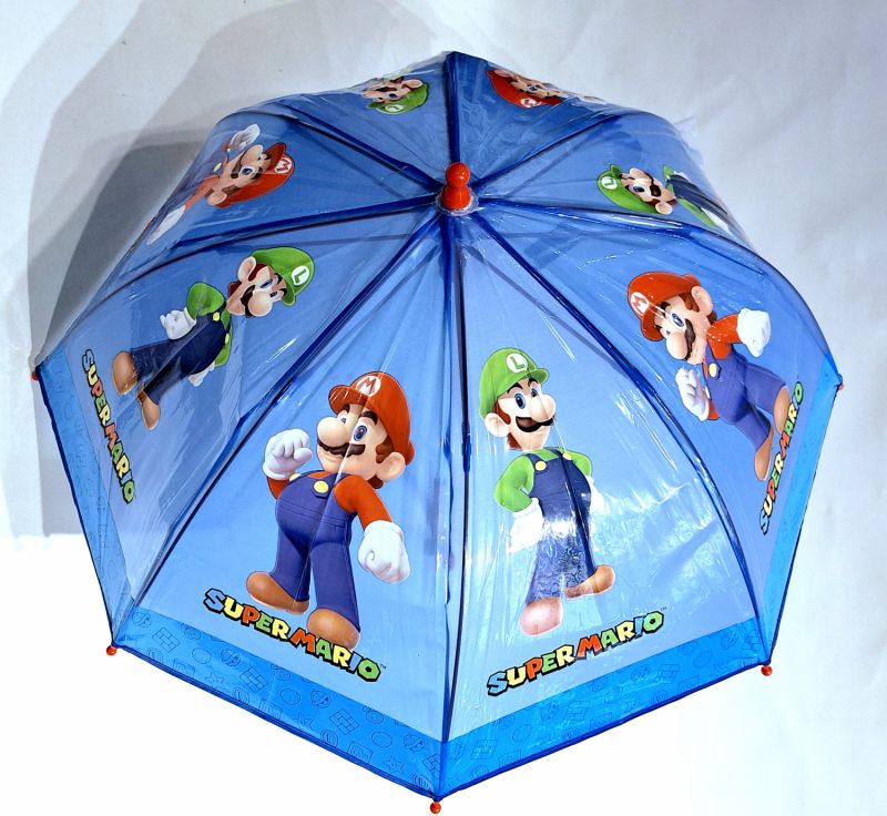 Parapluie enfant Super Mario bleu automatique  - 5 à 10ans léger et solide