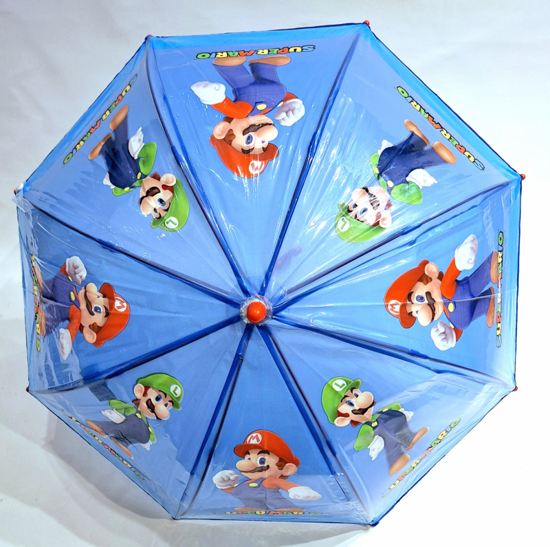 Parapluie enfant Super Mario bleu automatique  - 5 à 10ans léger et solide