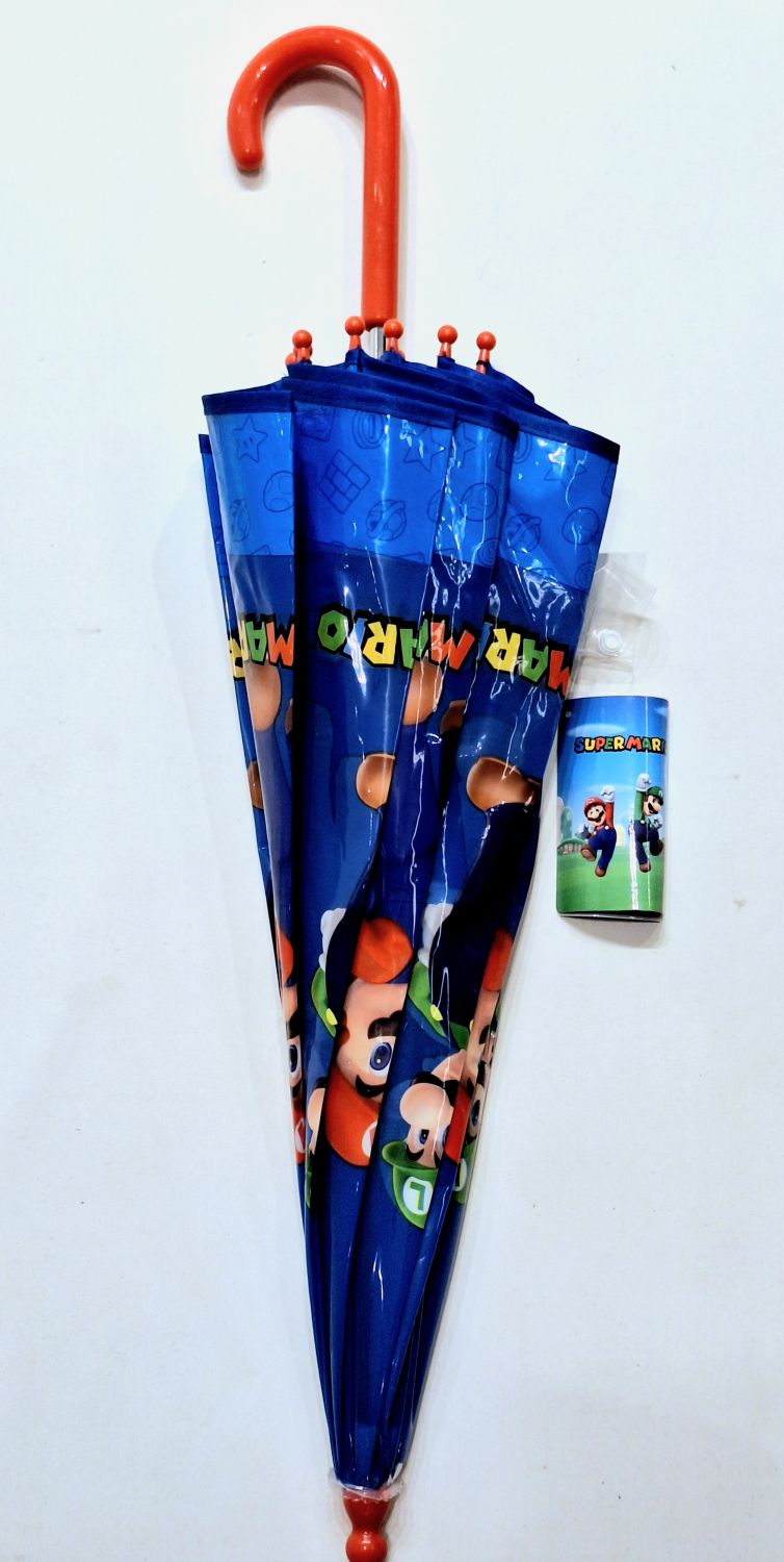 Parapluie enfant Super Mario bleu automatique  - 5 à 10ans léger et solide