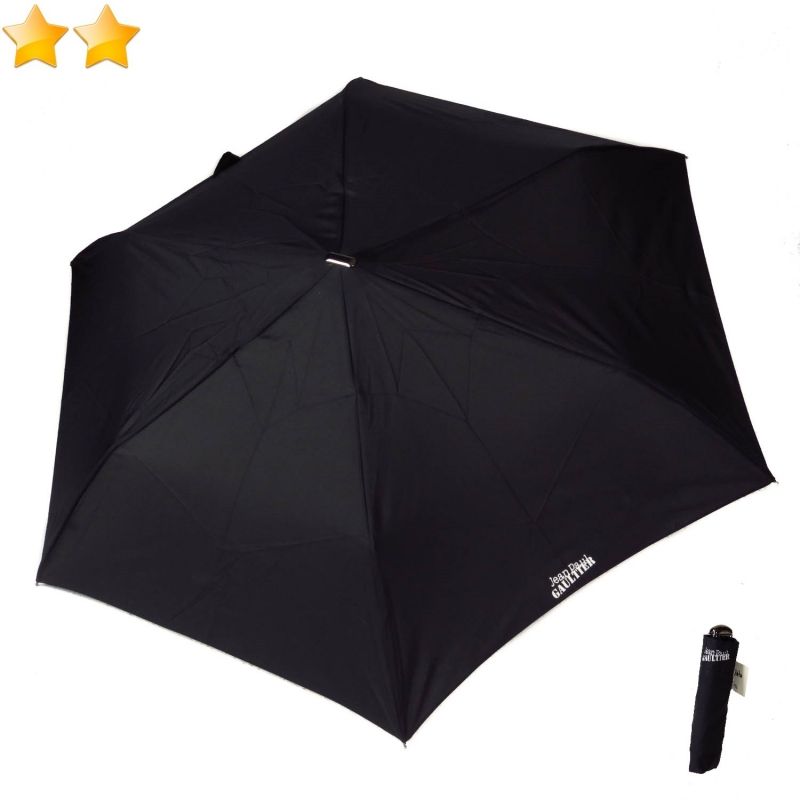 Mini parapluie Jean Paul Gaultier noir extra plat fin, léger, résistant et français