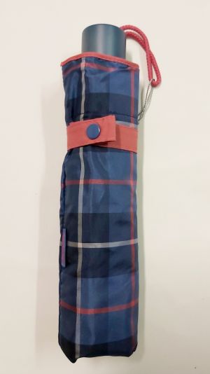 EXCLUSIVITE :  parapluie mini pliant inversé bleu et fuchsia automatique écossais Ezpeleta, robuste et anti vent