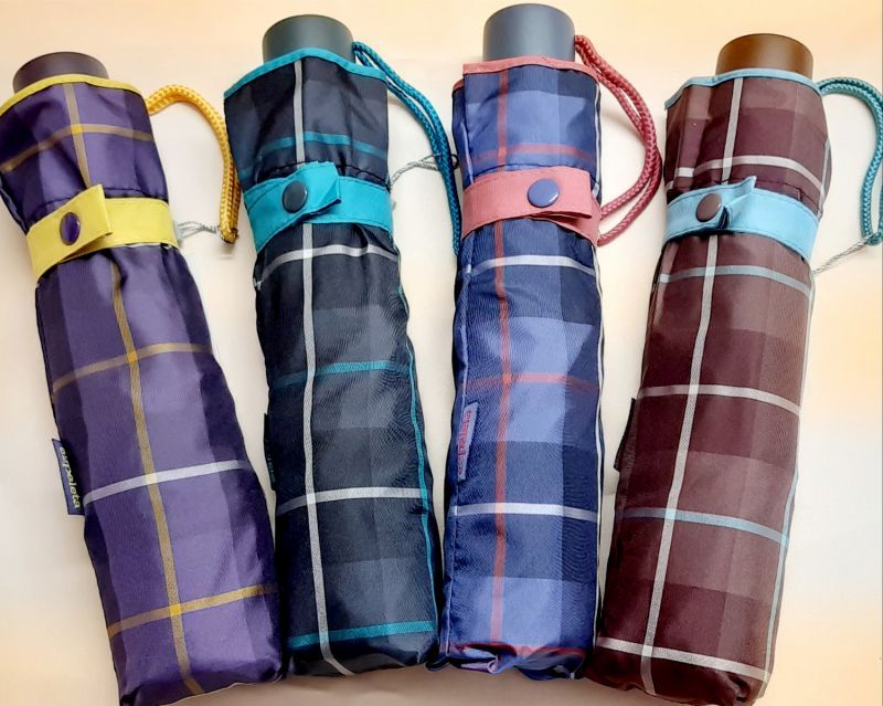 EXCLUSIVITE :  Parapluie inversé pliant écossais bordeaux et turquoise automatique / Ezpeleta, robuste & anti vent