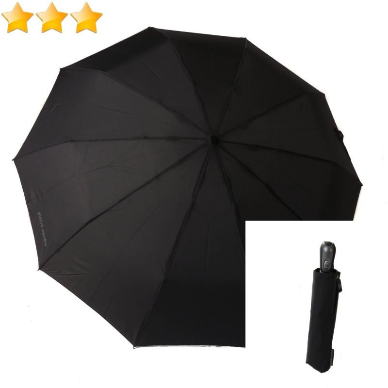 Mini parapluie pliant noir automatique open-close 10 branches P. CARDIN - grand 1m & PLUS RESISTANT