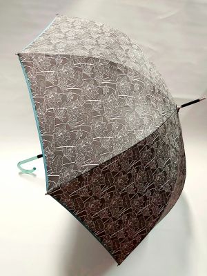 Parapluie long automatique taupe à fleurs Ezpeleta, léger et résistant
