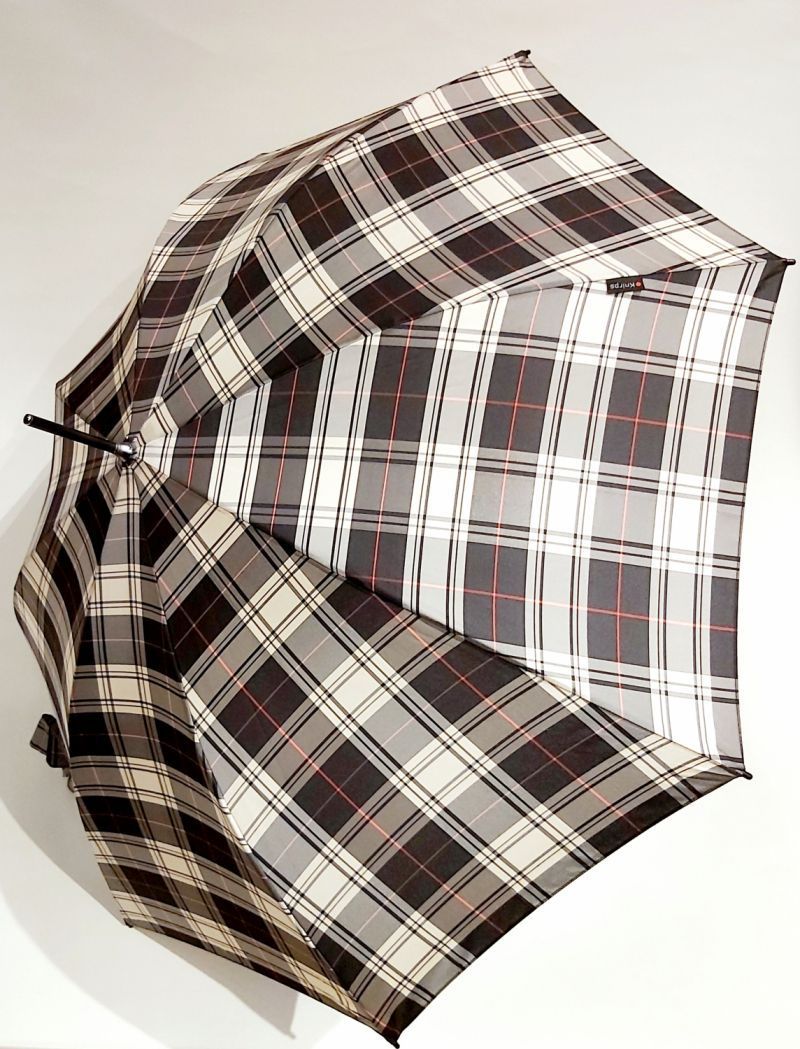 Parapluie ecossais long Check noir et blanc automatique tartan Knirps 108 diam - léger & robuste