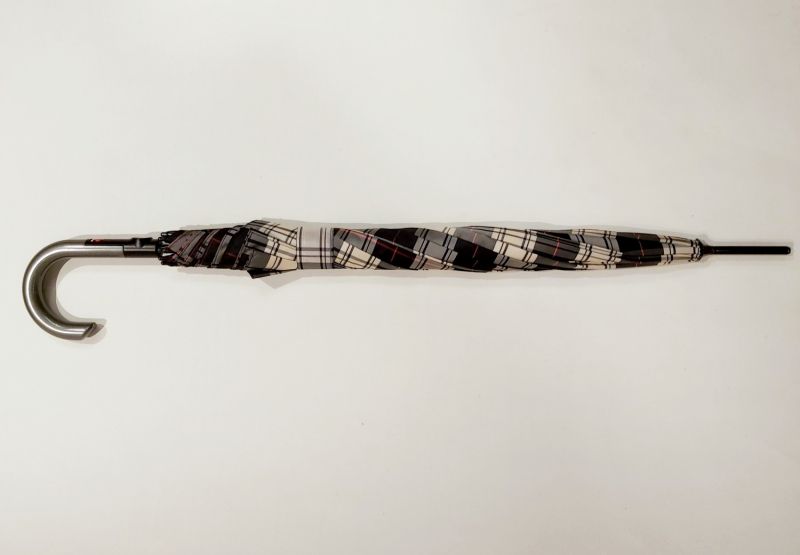 Parapluie ecossais long Check noir et blanc automatique tartan Knirps 108 diam, léger et robuste