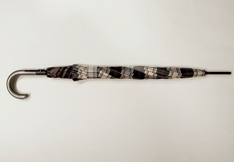 Parapluie ecossais long Check noir et blanc automatique tartan Knirps 108 diam - léger & robuste