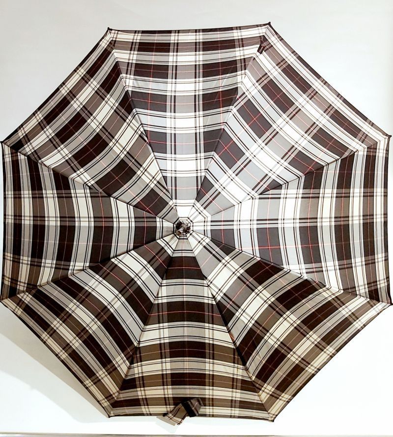 Parapluie ecossais long Check noir et blanc automatique tartan Knirps 108 diam, léger et robuste