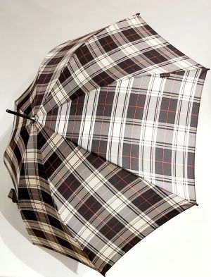 Parapluie ecossais long Check noir et blanc automatique tartan Knirps 108 diam, léger et robuste