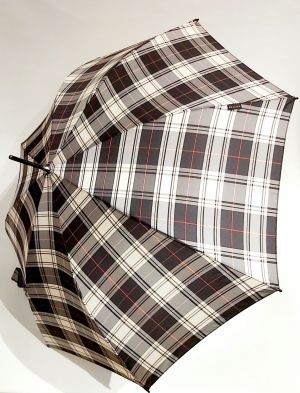 Parapluie ecossais long Check noir et blanc automatique tartan Knirps 108 diam - léger & robuste