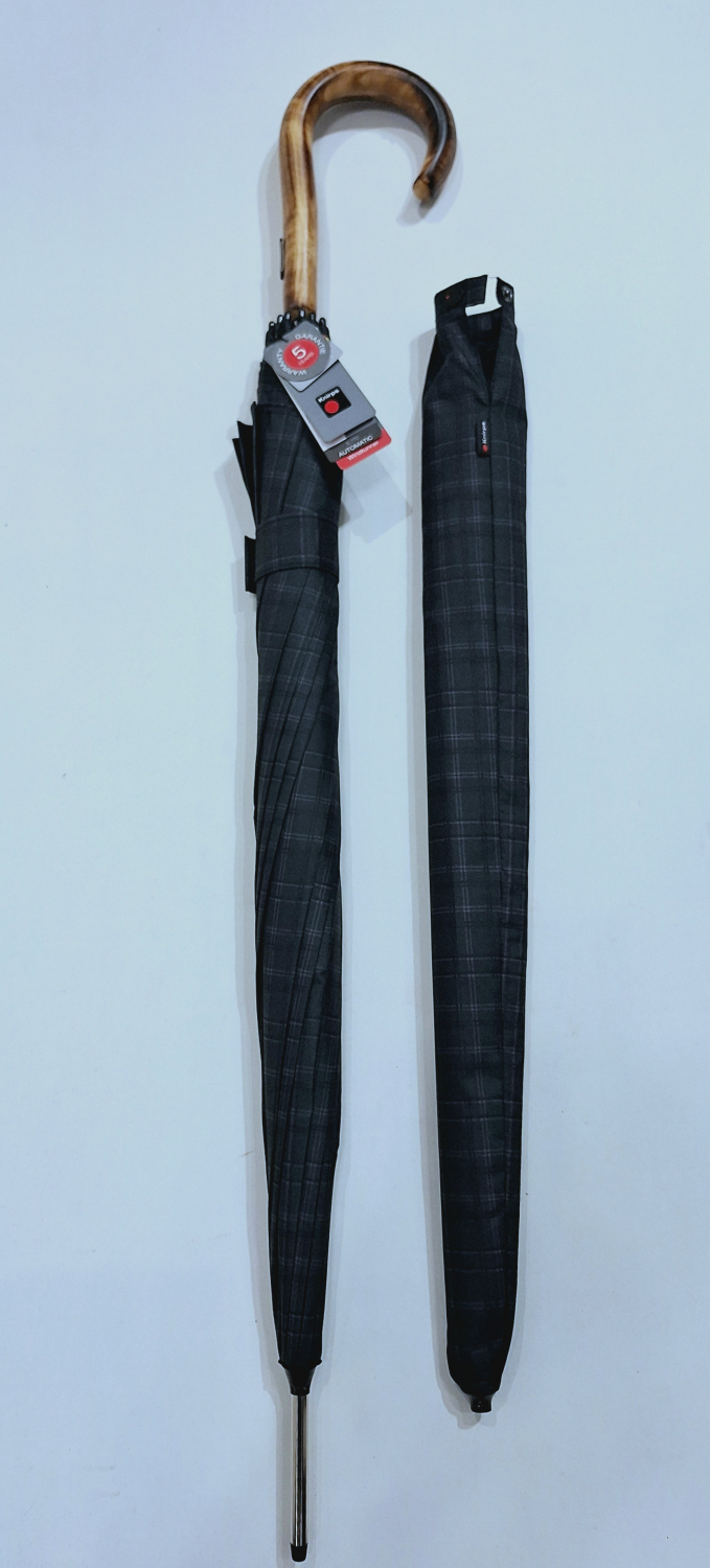Parapluie pgn bois long automatique 10 branches écossais Knirps 108 diam - Solide & robuste