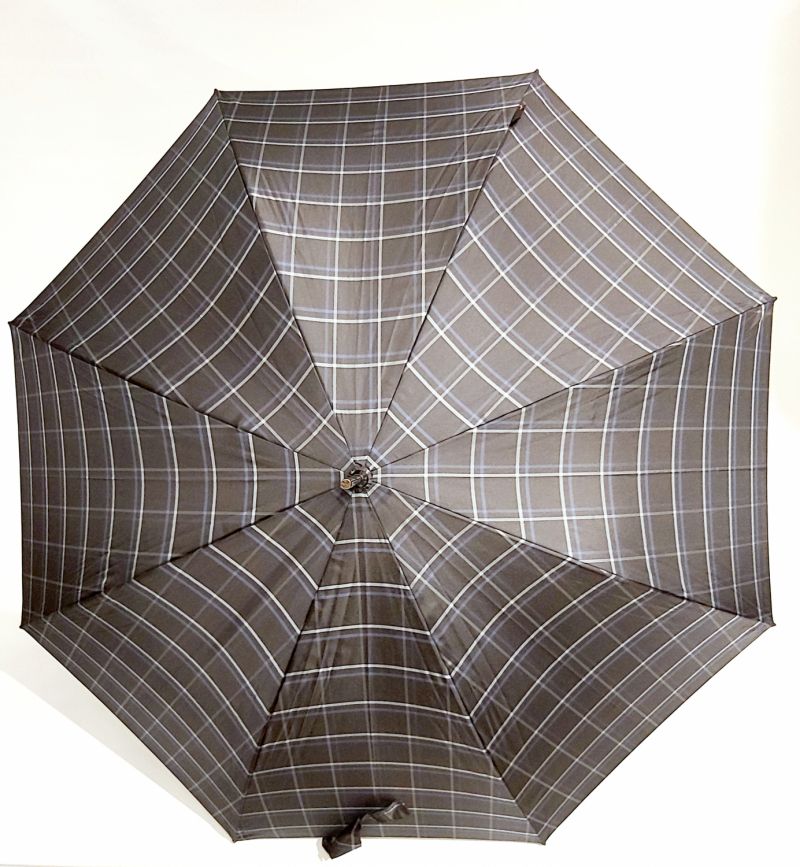 Parapluie ecossais long automatique noir & bleu tartan Check Knirps 108 diam, léger et robuste