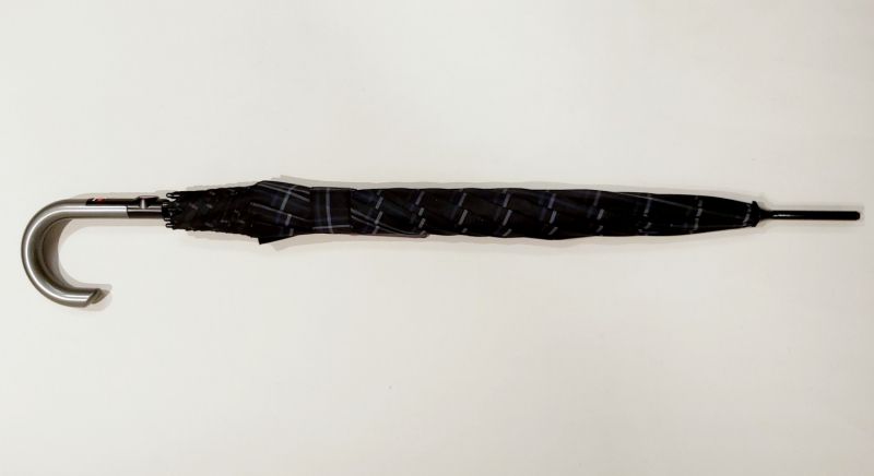 Parapluie ecossais long automatique noir & bleu tartan Check Knirps 108 diam, léger et robuste