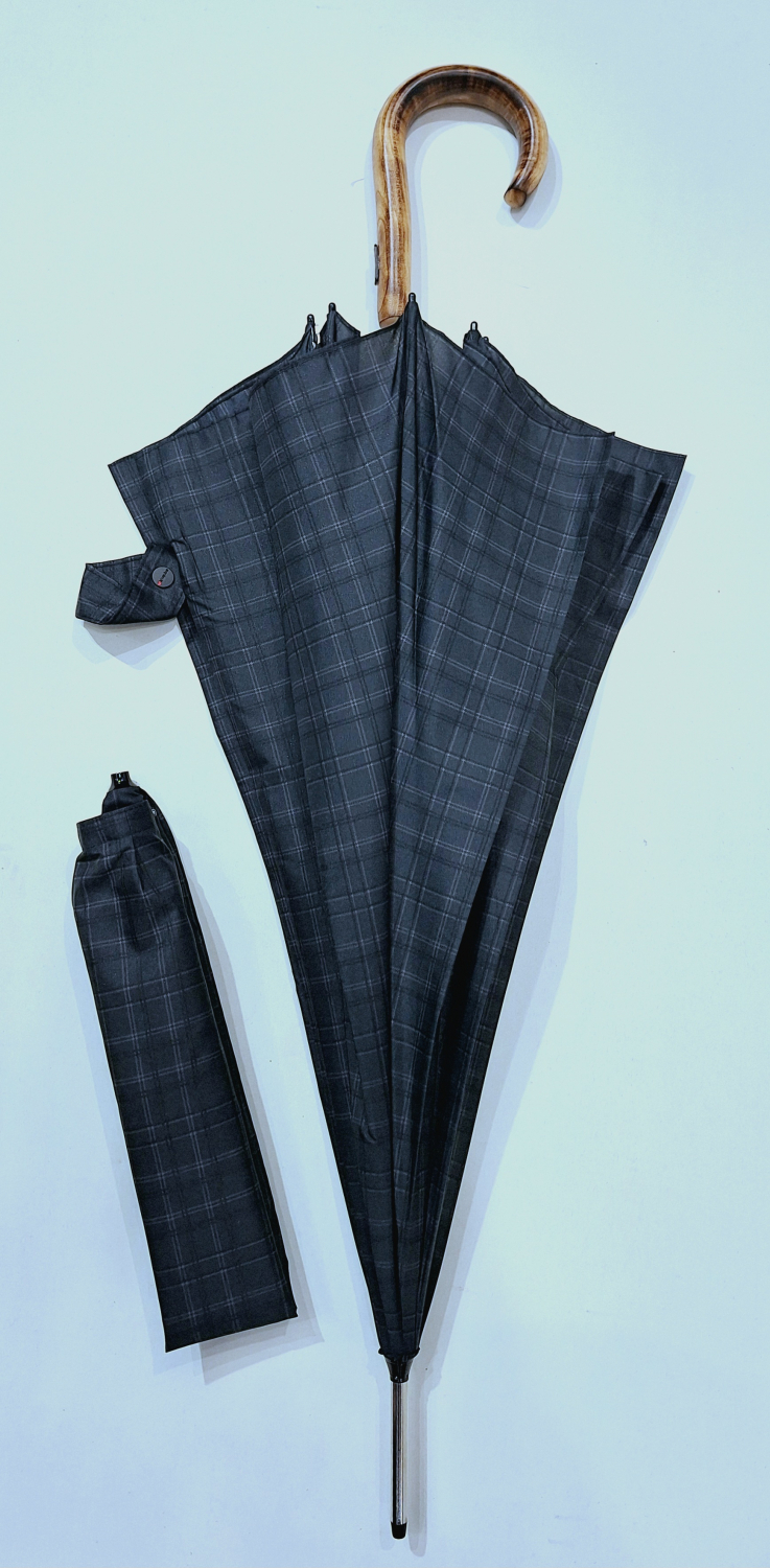 Parapluie pgn bois long automatique 10 branches écossais Knirps 108 diam - Solide & robuste