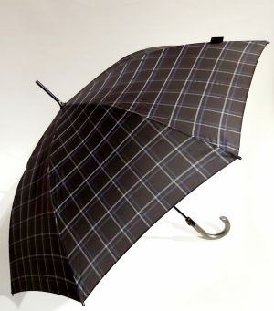 Parapluie ecossais long automatique noir tartan Knirps, léger et robuste
