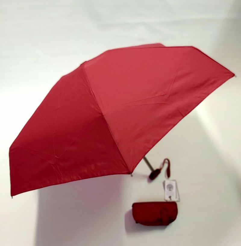  parapluie anti uv mini pliant uni rouge par Guy de Jean français, léger 190 g et solide