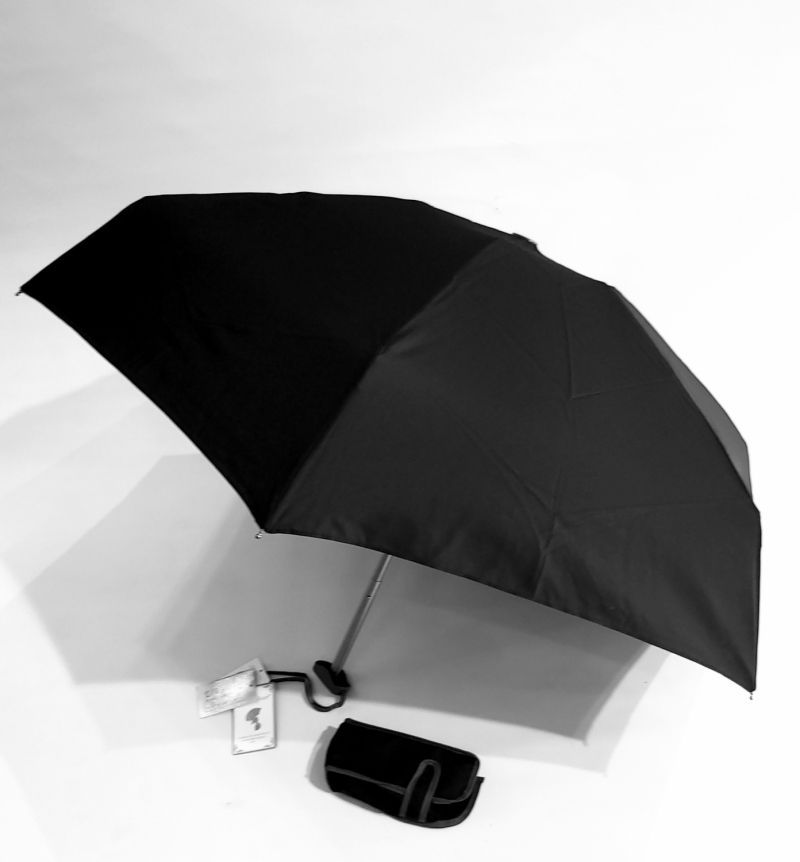  Parapluie mini plat pliant uni noir Guy de Jean anti uv, léger 190 g & solide