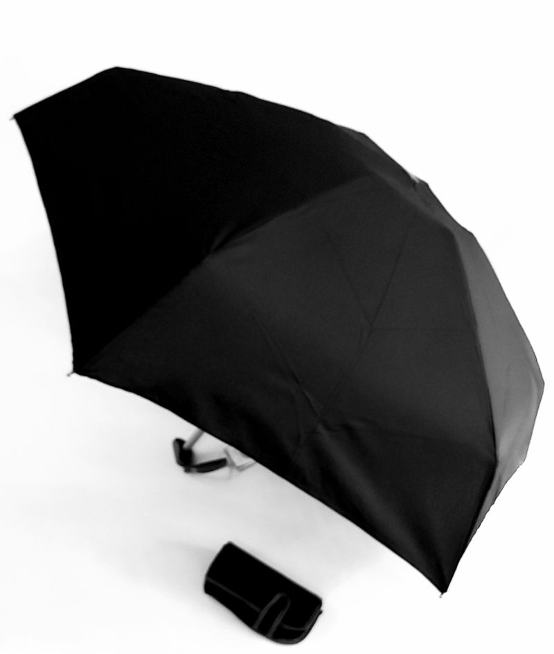  Parapluie mini plat pliant uni noir Guy de Jean anti uv, léger 190 g & solide